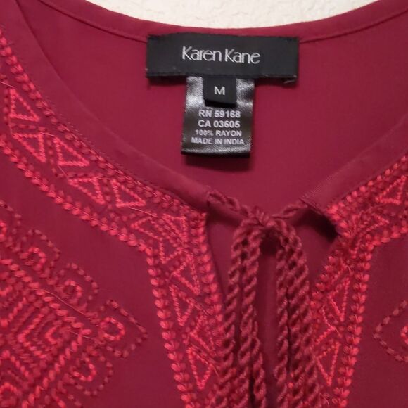 KAREN KANE Boho Peasant Top Babydoll Size Medium - Picture 4 of 8